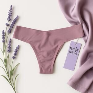 Hanky Panky BreatheSoft Natural Thong Womens Size Large Mauve Seamless Comfort